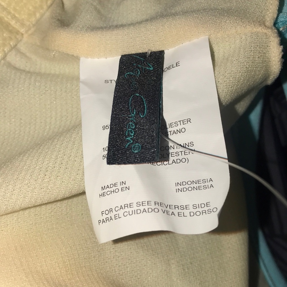 Plus Size Tiered Tankini-Aqua Green Blue/Green - Picture 3 of 12